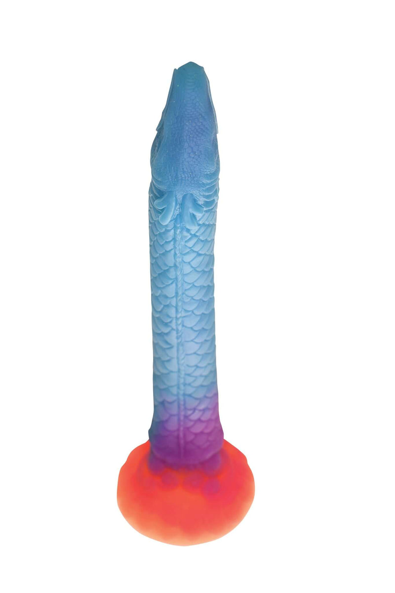 Makara Glow In The Dark Silicone Snake Dildo by Creature Cocks - 16-inch sea snake design, premium silicone, UV light glow effect.