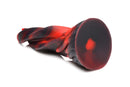 Creature Cocks Hell Kiss Twisted Silicone Dildo, a red and black twisted tongue-shaped toy from XR Brands, designed for fantasy and sensual play.