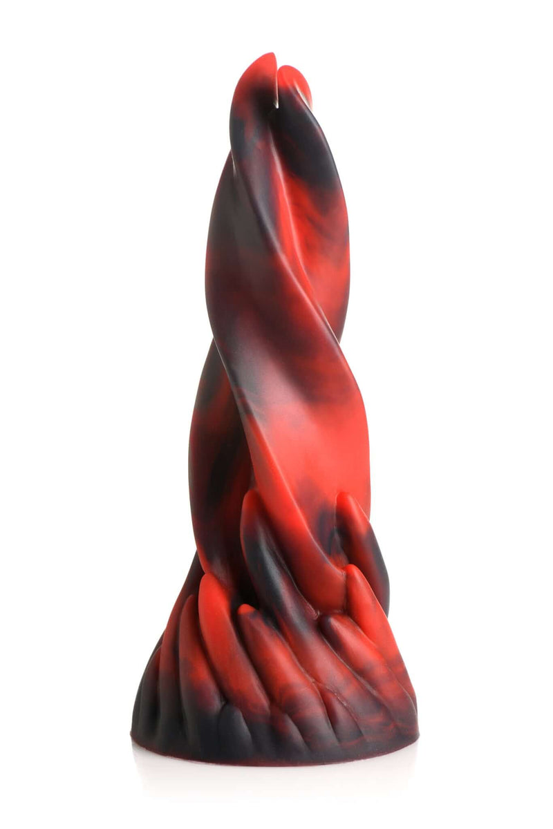 Creature Cocks Hell Kiss Twisted Silicone Dildo with red and black twisted tongues for fantasy roleplay and kinky couples play from XR Brands