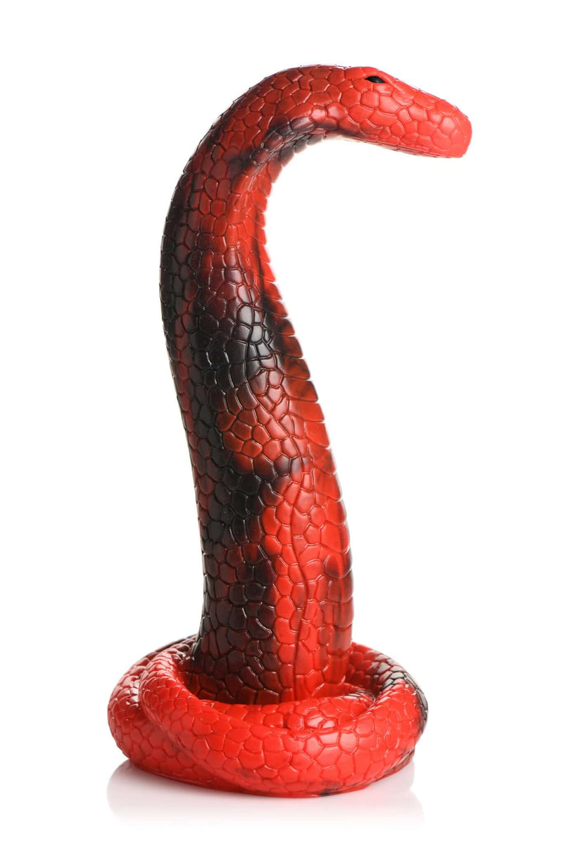 Embrace Serpent Seduction with the Creature Cocks King Cobra Silicone Dildo in Red and Black Scales