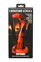 Creature Cocks King Cobra Silicone Dildo packaging with fiery background displaying scaled, snake-like toy from XR Brands.