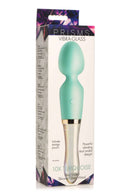 Prism Vibra Glass 10X Turquoise Dual Ended Wand by XR Brands in packaging, featuring premium silicone and borosilicate glass design.
