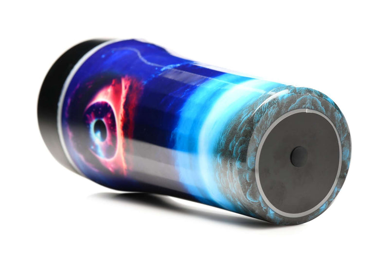 Close-up of Creature Cocks Wormhole Alien Stroker by XR Brands featuring a vibrant blue and purple design with taloned entry.