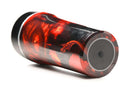 Fiery red Dragon Snatch Silicone Stroker by XR Brands with dragon-scale design on its exterior.