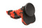 Fire Demon Monster Silicone Dildo by XR Brands in bold red and black with spiky, tapered tip and detailed design