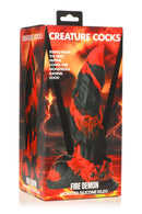 Fire Demon Monster Silicone Dildo by Creature Cocks in red and black packaging by XR Brands