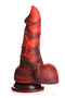 Creature Cocks Horny Devil Demon Silicone Dildo with red and black demonic design and thick shaft.