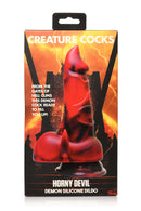 Package of Creature Cocks Horny Devil Demon Silicone Dildo - Fiery Red and Black Fantasy Toy
