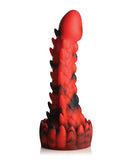 Creature Cocks Demon Rising Scaly Dragon Silicone Dildo in red and black, fantasy-themed adult toy.