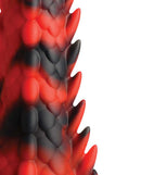 Close-up view of red and black scaly texture on Creature Cocks Demon Rising Scaly Dragon Silicone Dildo