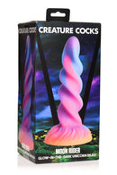 XR Brands Creature Cocks Moon Rider Glow In The Dark Unicorn Dildo packaging with vibrant colors