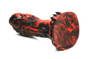 Creature Cocks Reaper Silicone Dildo - Red and black textured dildo with spikes, nubs, and ridges for otherworldly pleasure.