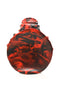 Bottom view of the red and black Creature Cocks Reaper Silicone Dildo showcasing its intricate texture and base design.
