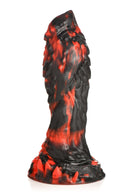 Creature Cocks Reaper Silicone Dildo - Red and black textured dildo with ridges, nubs, and spikes for an eerie pleasure experience.