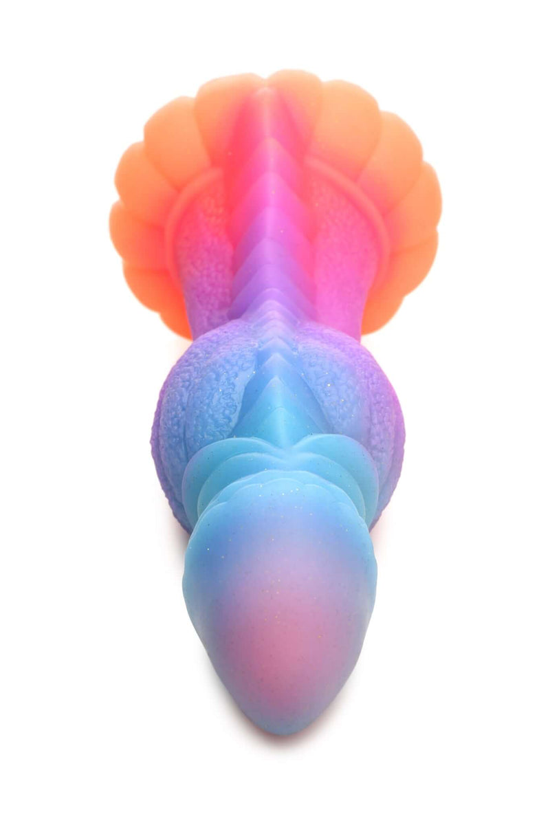 Glow-in-the-dark alien dildo in vibrant colors with glitter, by XR Brands.