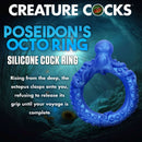 Poseidon's Octo-Ring silicone cock ring featuring an octopus design by Creature Cocks and XR Brands against an aquatic background.