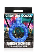 Poseidon's Octo-Ring blue silicone cock ring by Creature Cocks and XR Brands in fantasy-themed packaging with octopus design
