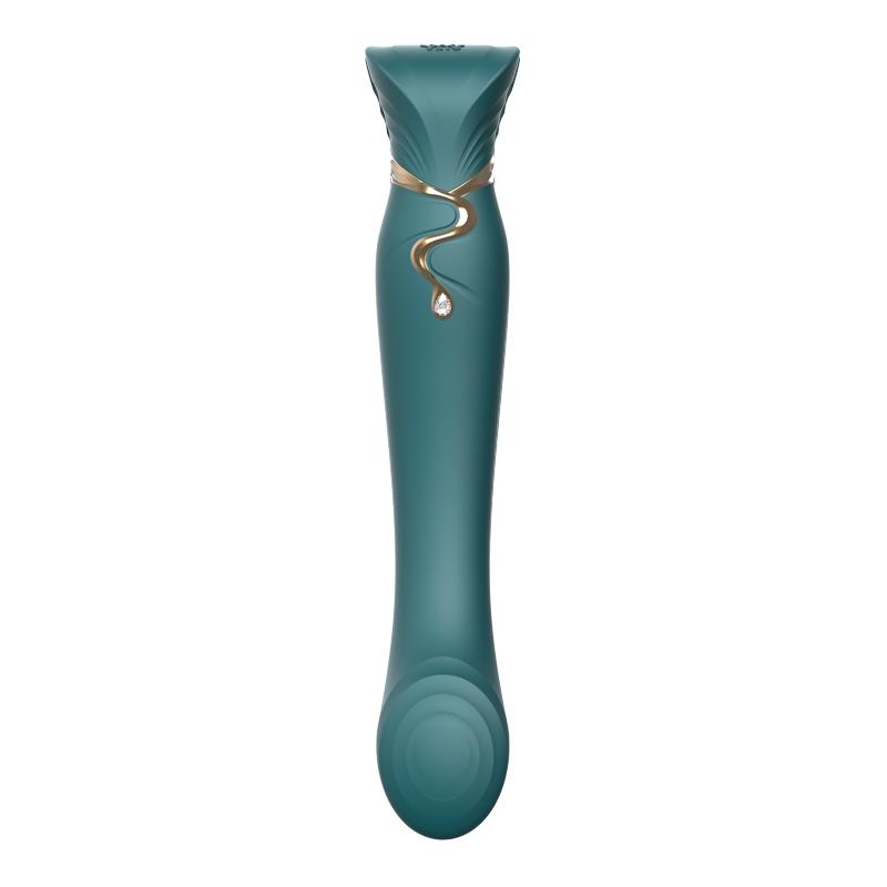ZALO ZALO Queen Set G-spot PulseWave 17-function App-controlled Rechargeable Silicone Vibrator with Suction Sleeve Jewel Green at $129.99