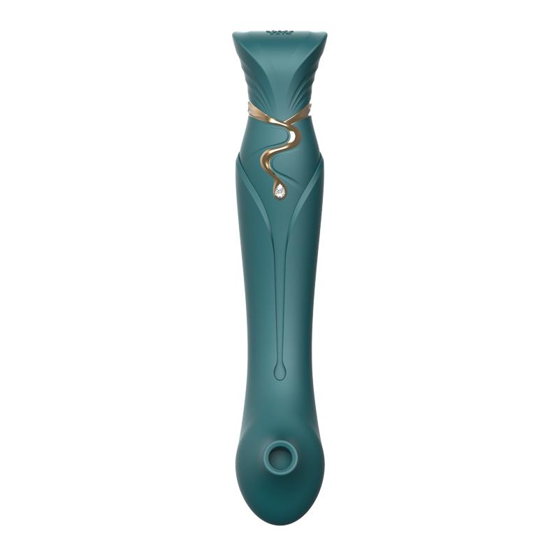 ZALO ZALO Queen Set G-spot PulseWave 17-function App-controlled Rechargeable Silicone Vibrator with Suction Sleeve Jewel Green at $129.99