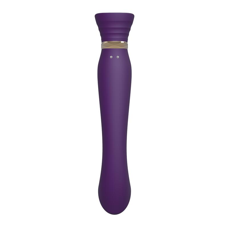 ZALO ZALO Queen Set G-spot PulseWave 17-function App-controlled Rechargeable Silicone Vibrator with Suction Sleeve Twilight Purple at $129.99