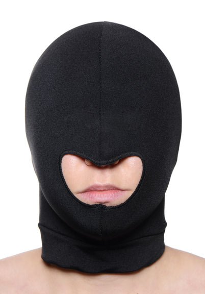 XR Brands Master Series Blow Hole Open Mouth Spandex Hood Black at $17.99