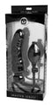 Black Master Series Renegade Inflatable Dildo in packaging with hand pump for customizable experience.