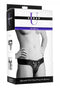 Strap U Domina Wide Band Strap On Harness packaging in black, showing comfort and adjustability features.