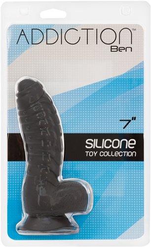 BMS Enterprises Addiction 100% Silicone Ben 7 inches Realistic Dildo With Balls Black at $34.99