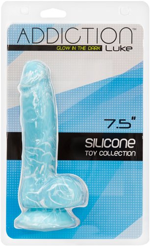 BMS Enterprises Addiction 100% Silicone Luke 7.5 inches Blue Glow In The Dark at $39.99