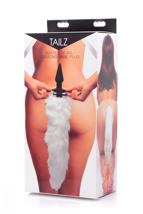 XR Brands Tailz White Fox Tail Vibrating Anal Plug at $40.99