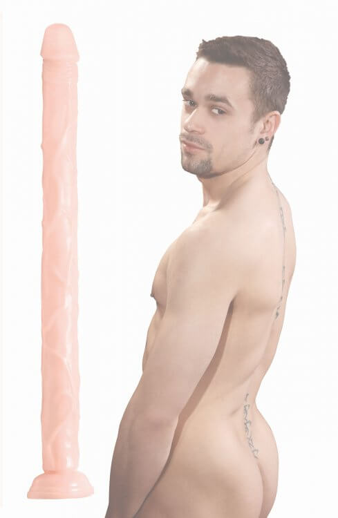XR Brands Raging Cock Stars 18 inches Long Dong Beige Dildo at $39.99