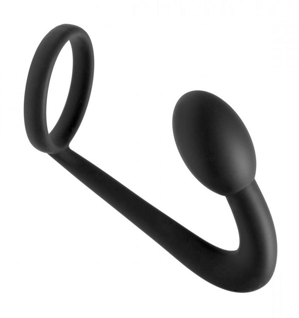XR Brands Prostatic Play Explorer Silicone Cock Ring and Prostate Plug Black at $16.99