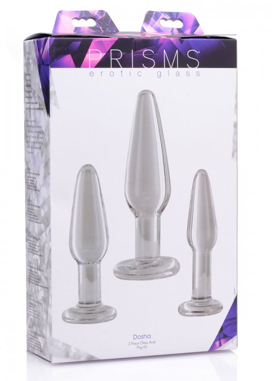 XR Brands Prism Dosha 3 Piece Glass Anal Plug Kit at $38.99