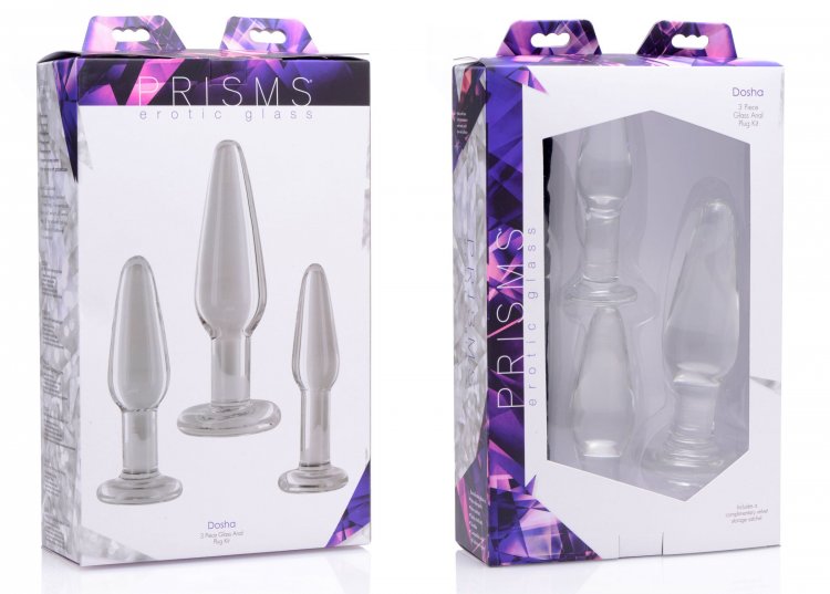 XR Brands Prism Dosha 3 Piece Glass Anal Plug Kit at $38.99