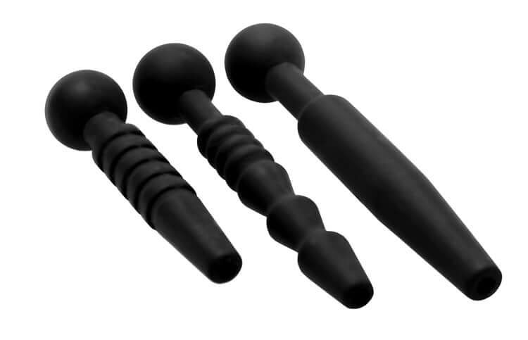 XR Brands MASTER SERIES DARK RODS 3 PIECE PENIS PLUG SET SILICONE at $30.99