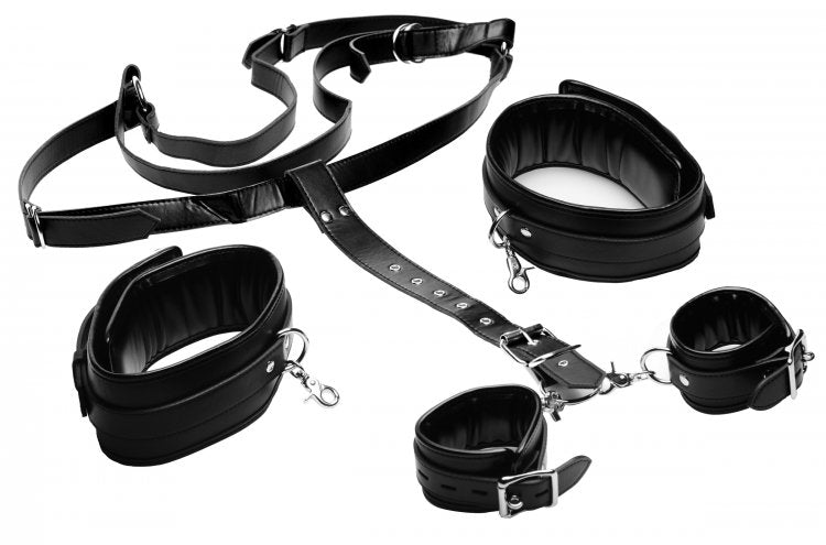 XR Brands Strict Thigh Sling with Wrist Cuffs Black at $119.99