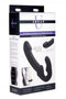 XR Brands Strap U Evoke Rechargeable Vibrating Silicone Strapless Strap On Black Dildo at $89.99