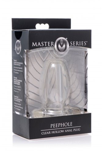 XR Brands Master Series Peephole Clear Hollow Anal Plug Small at $13.99