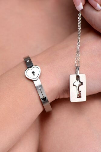 XR Brands MASTER SERIES CUFFED LOCKING & KEY NECKLACE at $32.99