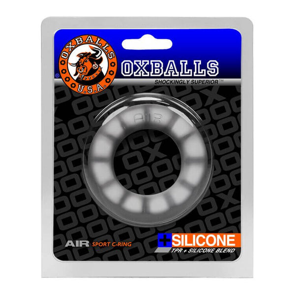 Oxballs AIR Airflow Cock Ring in packaging, made with a TPR and silicone blend, designed for sleekness and lightweight pleasure