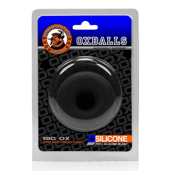 Oxballs Big Ox Cockring Black Ice in packaging with Plus+ Silicone blend, enhancing pleasure and comfort.