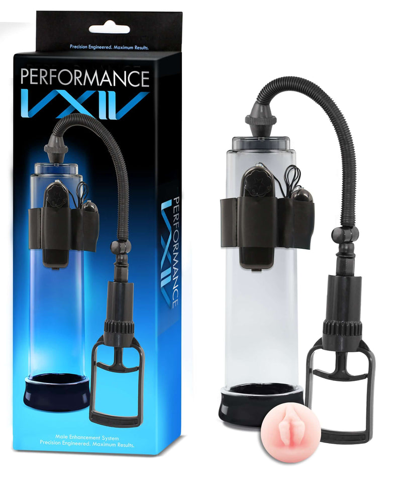 Blush Novelties Performance VX4 Penis Pump with vibration and trigger pump for enhanced pleasure and stimulation.