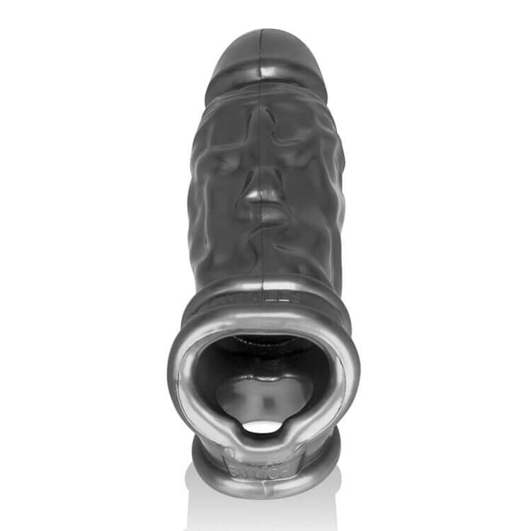 Butch Cocksheath by Oxballs in steel silver, super soft and squishy veiny cocksheath with built-in Cocksling 2 for a beefy transformation.