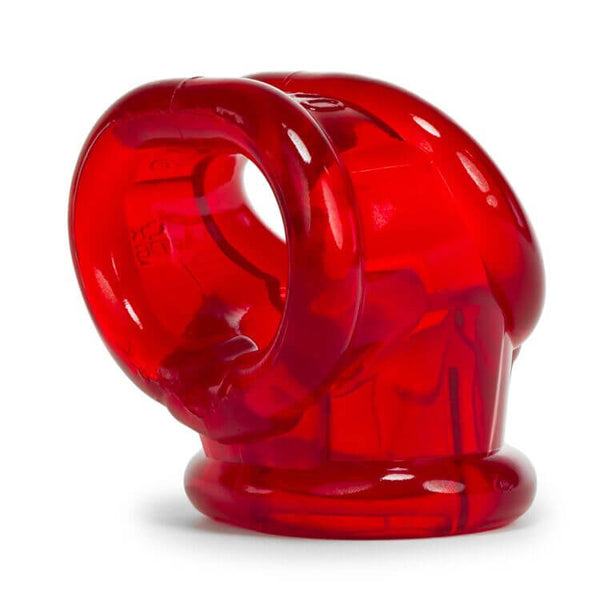 Oxballs Cocksling 2 in red, a versatile premier cock ring designed to enhance sexual experiences and kinks like piss play.
