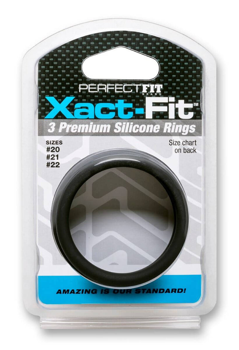 Perfect Fit Brands 3-Ring Kit - Xact-Fit Silicone Cock Rings for Customized Comfort