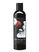 Edible Massage Oil 8 Oz Succulent Strawberry by Earthly Body in a sleek bottle, featuring a strawberry and sensual design.
