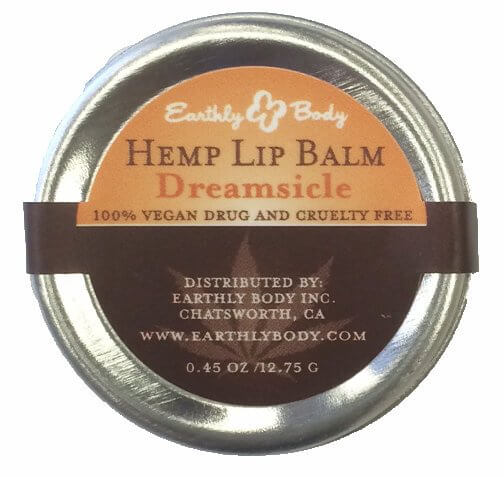 Earthly Body Hemp Lip Balm Tin Dreamsicle, 100% vegan and cruelty-free, 0.45 oz.