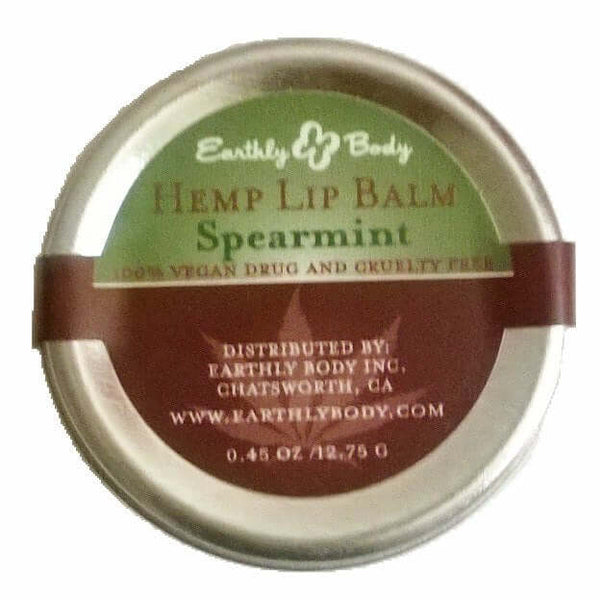 Earthly Body Hemp Lip Balm Tin Spearmint, vegan and cruelty-free, 0.45 oz (12.75 g), natural lip care.