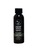 Earthly Body Hemp Seed Massage Oil Guavalava 2 oz bottle for deep conditioning and moisturizing.