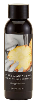 Earthly Body Edible Massage Oil 2 Oz Pineapple Flavor Bottle with Tropical Pineapple Slice Label